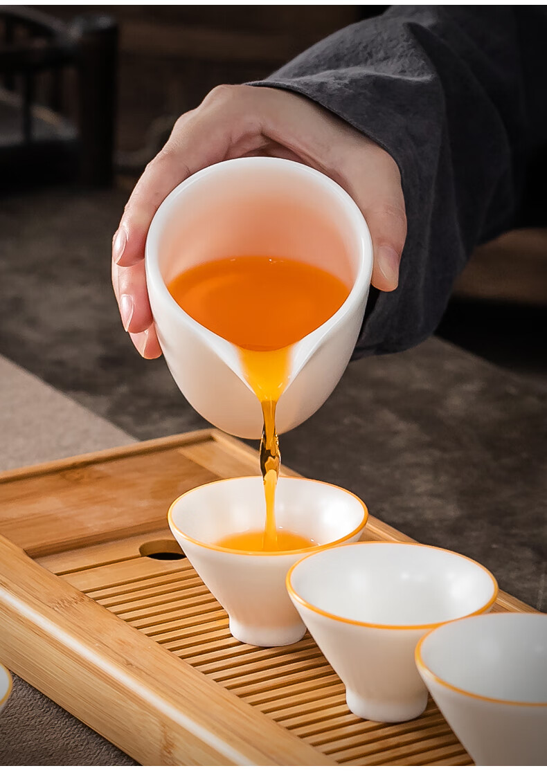 牙白汝窑品茗杯汝瓷送礼个人杯开片可养陶瓷茶具手工茶杯生日礼物节日