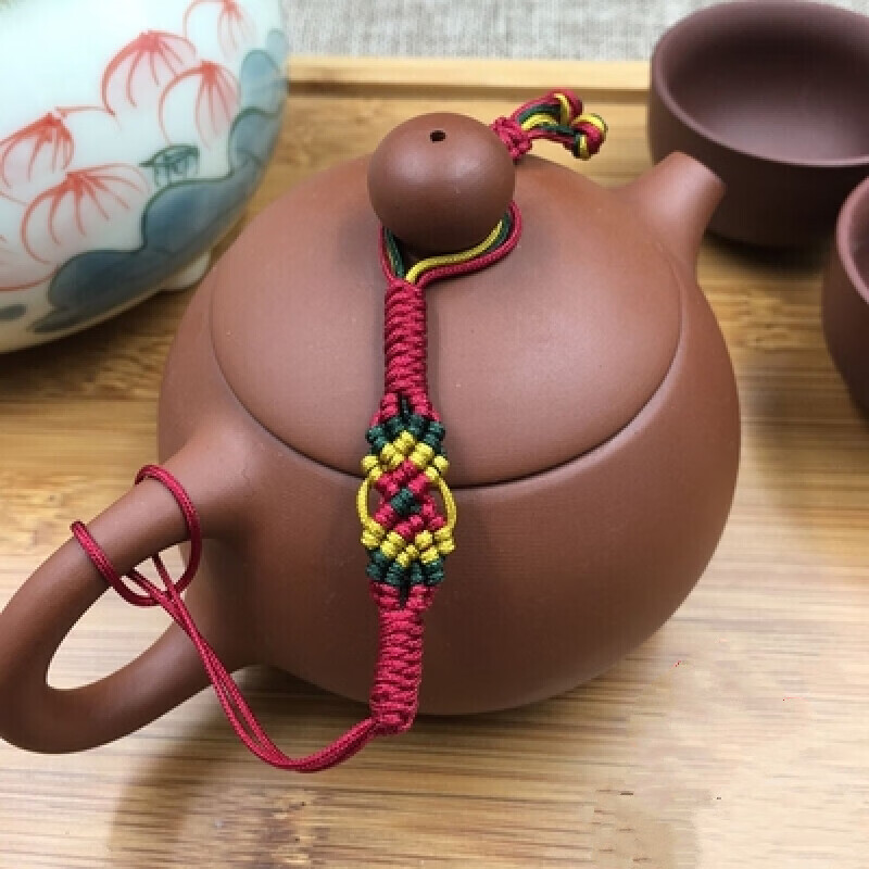 壶盖绳功夫茶道绳子紫砂壶盖绳子茶壶系壶绳茶杯绳绑壶手工q 撞色系