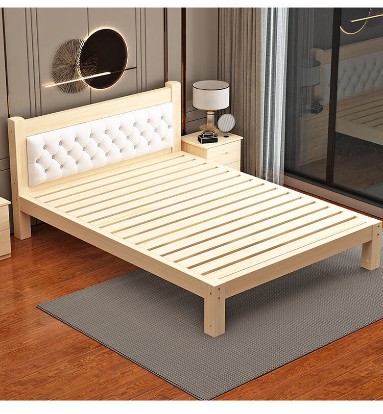 邦沛实木床15米松木双人经济型现代简约18m出租房简易单人床1m床架