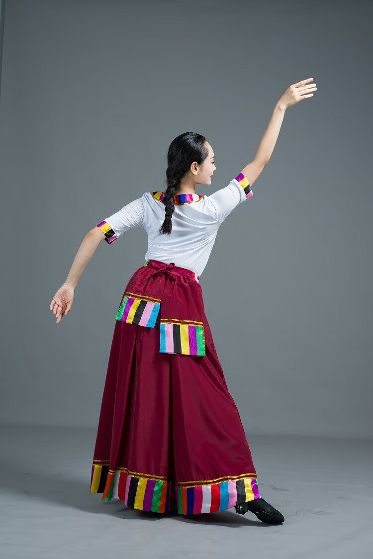 藏族服装女 藏族舞蹈服装女藏族舞蹈练习裙藏族裙藏舞上衣藏舞水袖