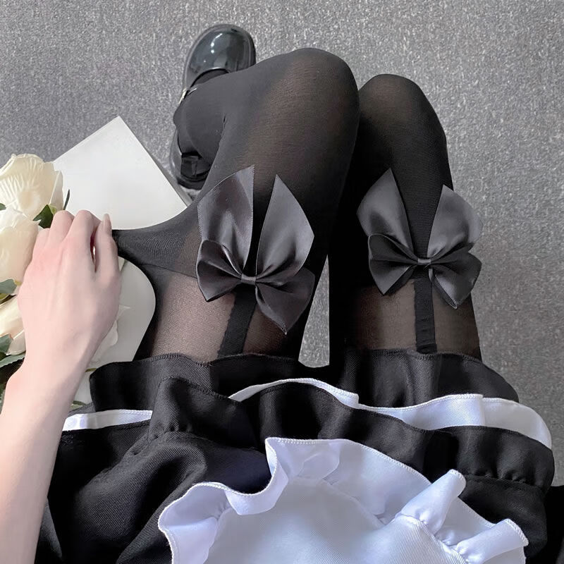 欧瑾(oujin)纯欲风白丝蝴蝶结连裤袜日系软妹cos假大腿拼接丝袜网红jk