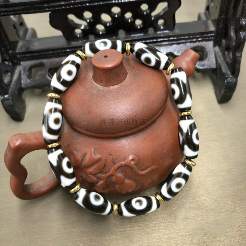 三眼天珠藏传财神天珠西藏天珠文玩配饰佛珠手串男女款手链手串