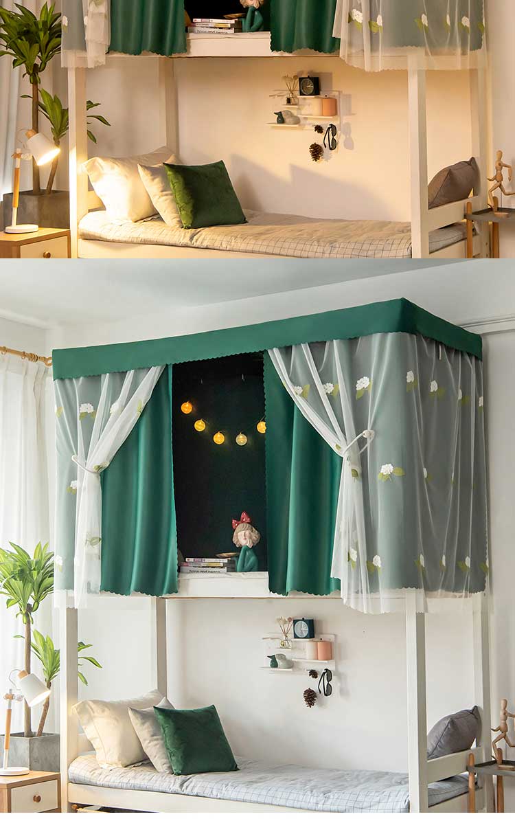 床帘下铺女生学生上铺下铺宿舍遮光寝室床帘少女幔小清系纯色帘子一体