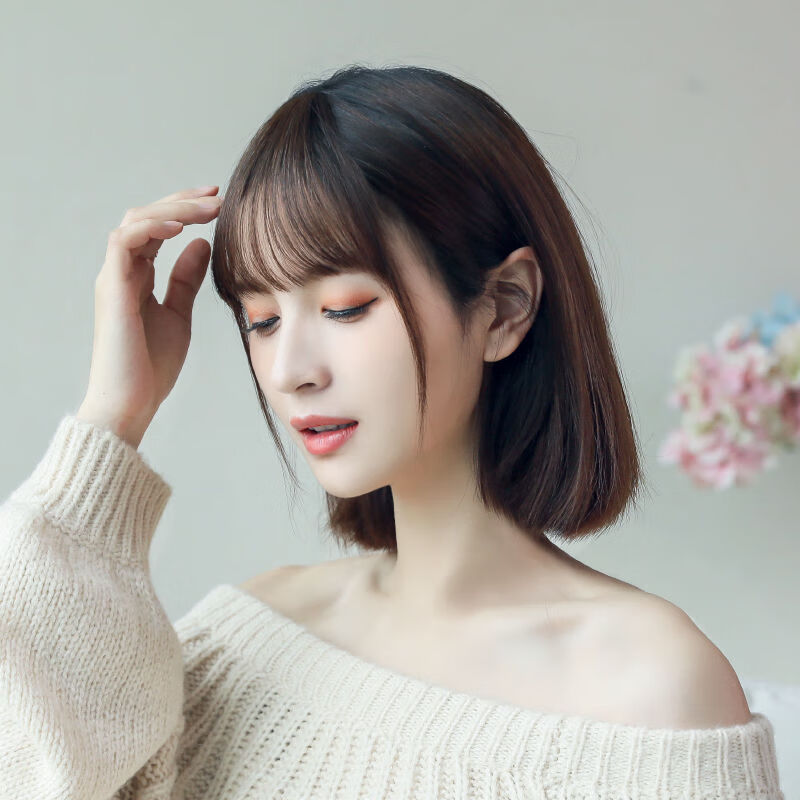 世雅可齐可斜刘海假发片网红女隐形学生留海修脸仿真发假刘海片 仿真