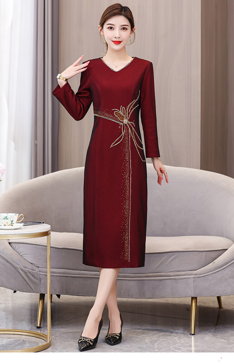 喜婆婆秋季服装小个子结婚礼服妈妈装新秋款高贵婚宴旗袍轻款女 红色