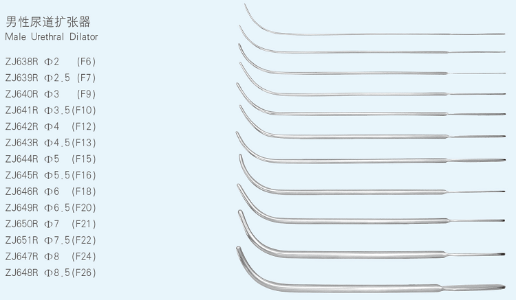 新华牌医用男性尿道扩张器f6f26尿道探子尿道探条尿道狭窄不锈钢f9