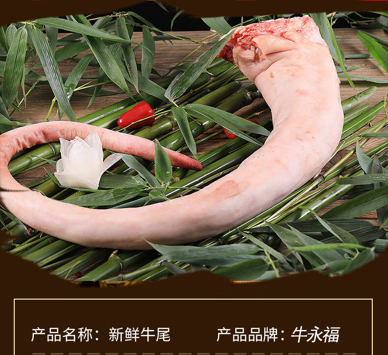 农家新鲜现杀带皮黄牛尾巴新鲜牛尾巴生牛尾巴牛尾骨青草牛尾1斤