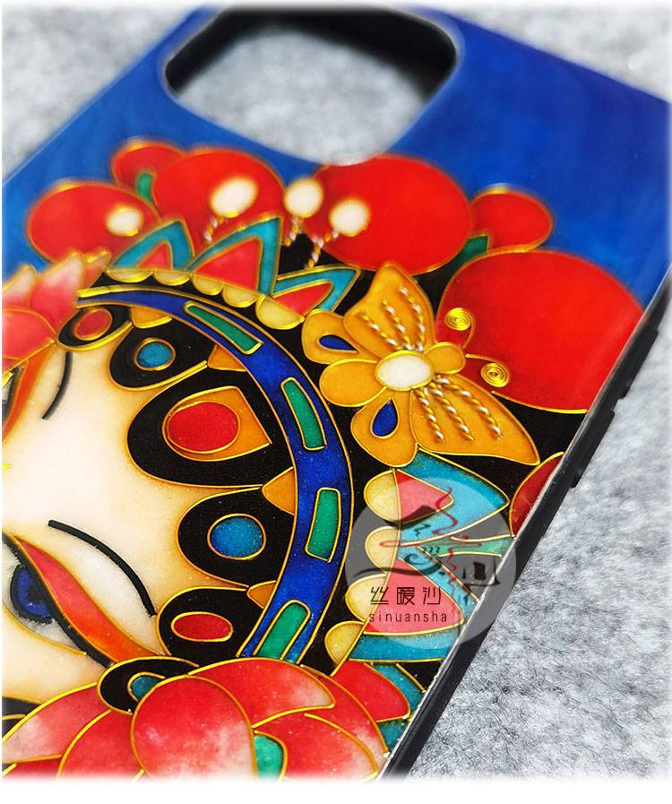 合盛信掐丝珐琅手机壳 丝暖沙景泰蓝掐丝珐琅画国潮送闺蜜diy手工材料