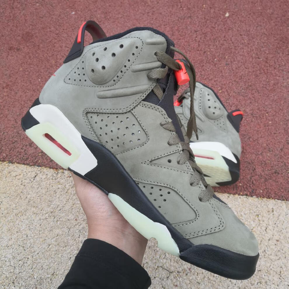 香忊联名jax aj6ts橄榄绿高帮篮球鞋军绿口袋鬼脸男潮 aj6军绿 40 男