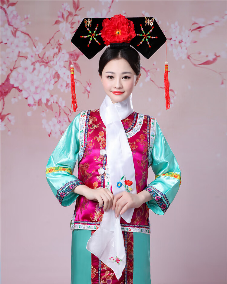 清朝格格古装还珠格格服装满族旗服宫女甄嬛传年会班服演出服 红色