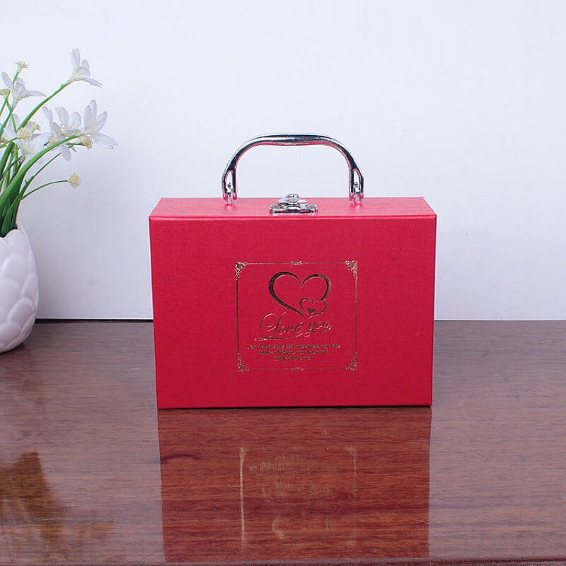 大全聘金礼盒定亲彩礼盒子放钱陪嫁定亲提亲蓝双喜粉小号17x12x65cm