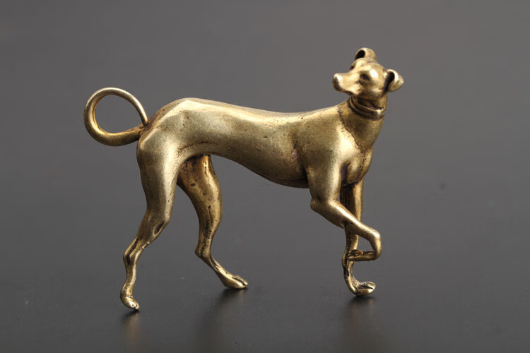 铜十二生肖狗摆件实心纯铜金狗旺财手把件站立小狗铜狗小摆件纯铜金狗