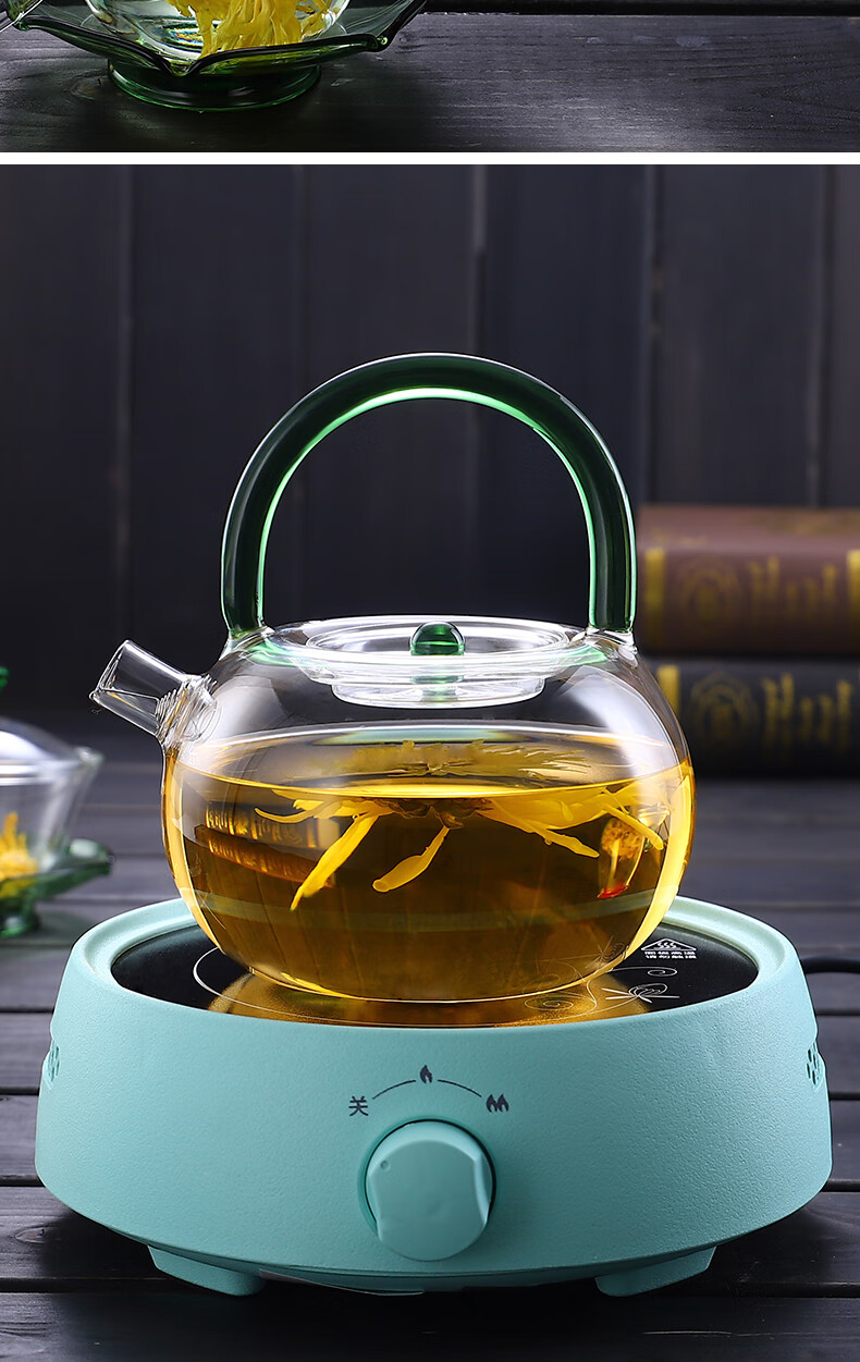 养生壶玻璃烧水壶加厚煮茶器套装茶具透明黑茶壶家用普洱壶电陶炉
