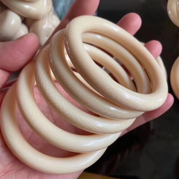 歌盼 果冻满纹猛犸象牙扳指戒指 猛犸指环 牙雕情侣款圈口定制 果冻满