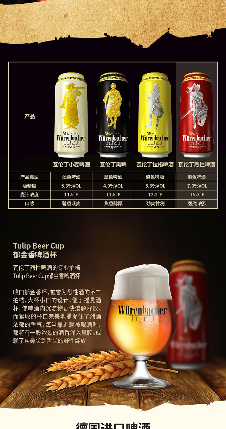 瓦伦丁烈性啤酒德国原装进口500ml16听整箱啤酒