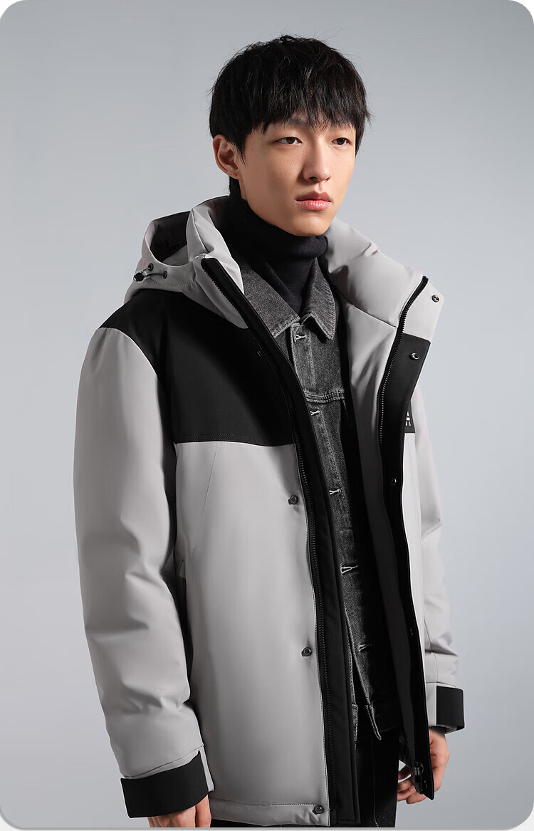 hla海澜之家羽绒服男22新款极光鹅绒带帽三防科技90白鹅绒外套男冬季