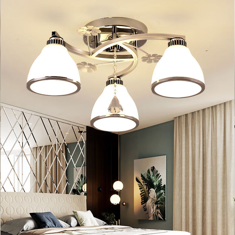 餐厅吊灯简约卧室灯创意温馨饭厅餐桌房间小户型客厅具3头柚子led9w