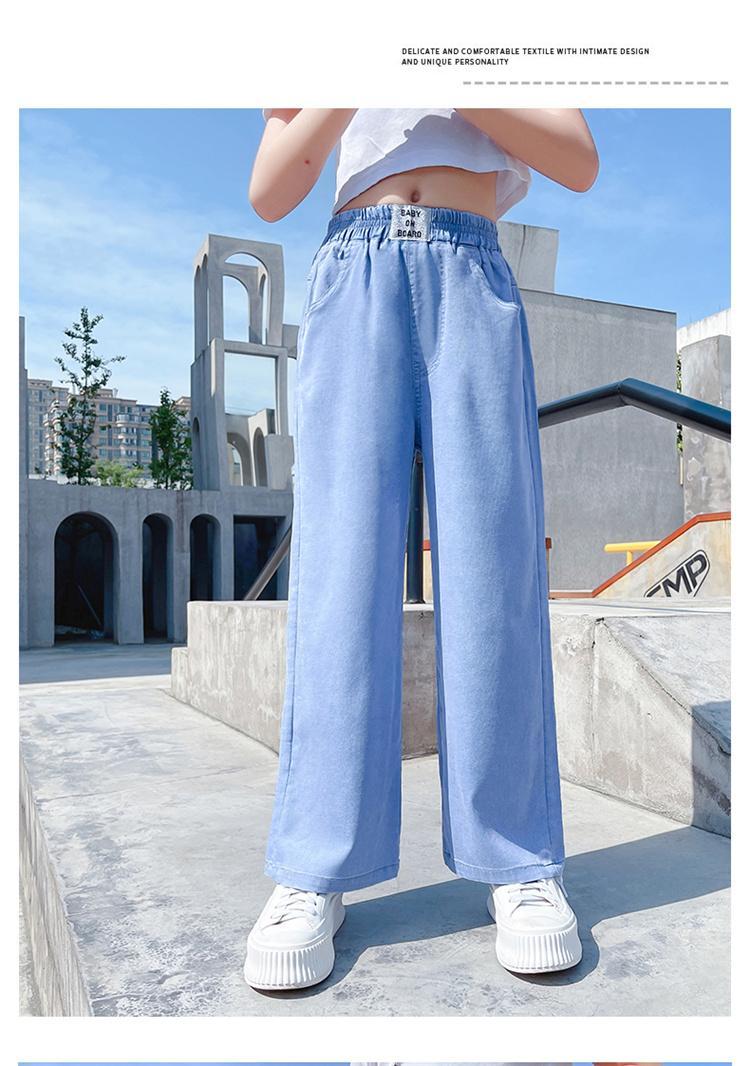 夏季夏装薄款2022浅蓝色大孩子运动日常穿女生好看的潮衣穿的儿童萌