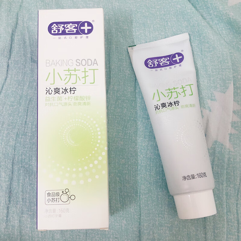 舒克小苏打沁爽冰柠益生菌柠檬酸锌牙膏160克2支装劲爽清新脱渍净白