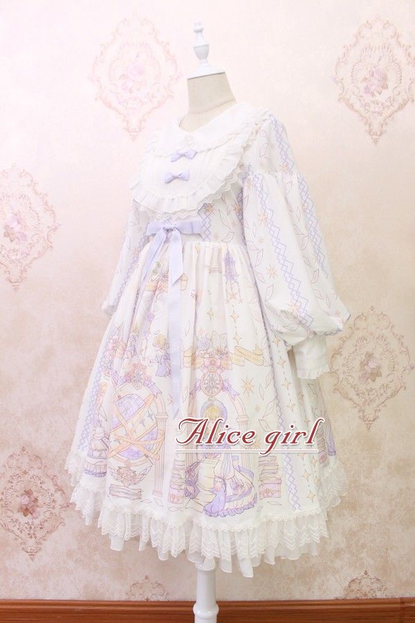 洋居alicegirl原创款lolita天使柄蝴蝶结蕾丝木耳边长