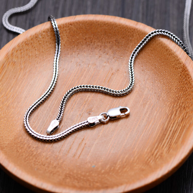 夏豹925韩国饰品项链狐尾链蛇骨链男女项饰22寸55厘米长粗16mm925银