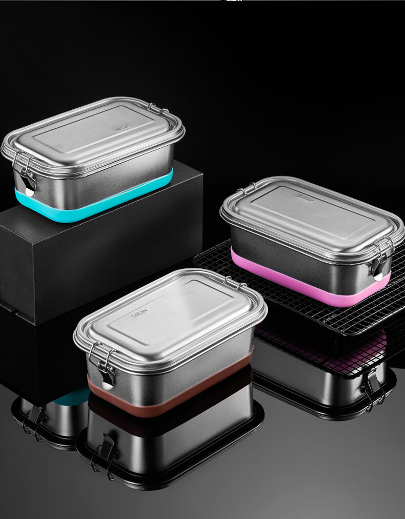 食堂打饭饭盒小学生饭盒德国大容量方形饭盒304不锈钢全钢便当盒上班