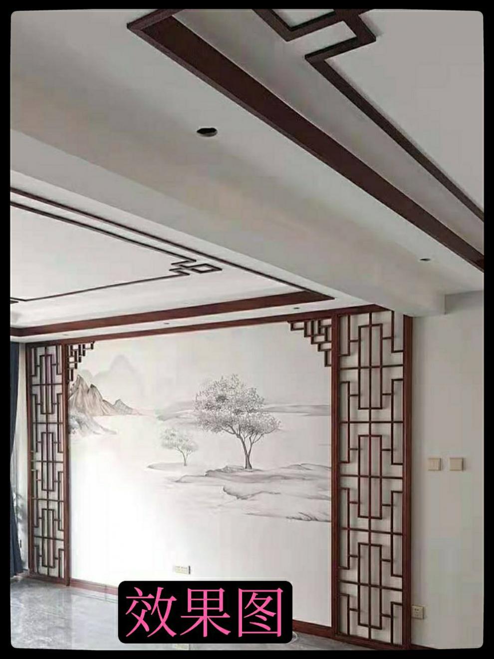 阴角装饰条实木线条新中式吊顶7字线阴角线过道顶线背景造型线原木