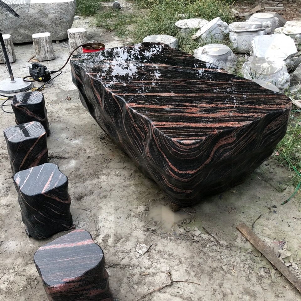 石桌石凳庭院天然户外石头桌子室外石台茶桌茶台花园阳台露天桌凳 长