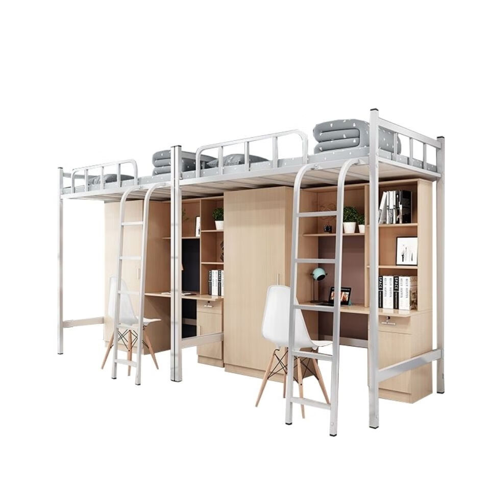 可狄 上床下桌大学生公寓床高架床员工宿舍衣柜书桌一体组合床铁床