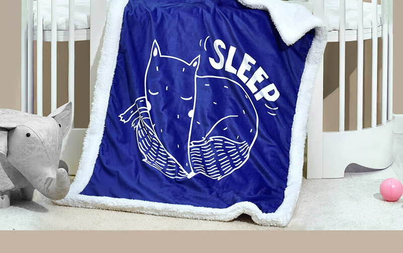 婴儿毛毯儿童被子幼儿园被子爬毯秋冬加绒婴儿推车盖毯子 大象艾力