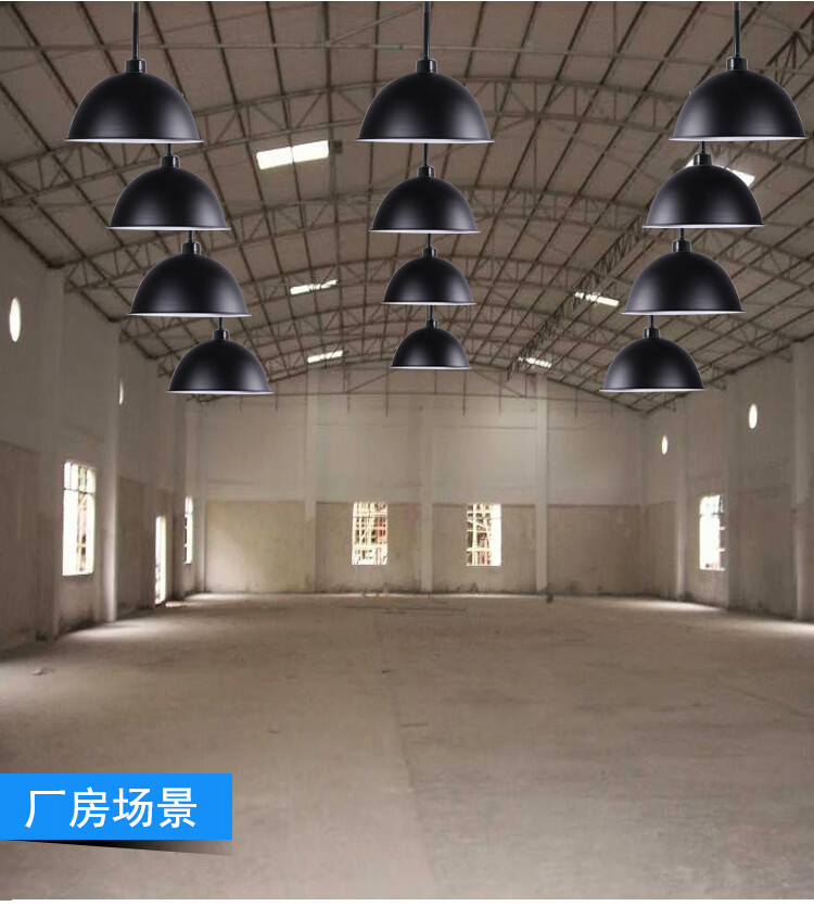 工业风吊灯led工矿灯黑色车间仓库工厂灯工业风吊灯单头舞蹈室商铺