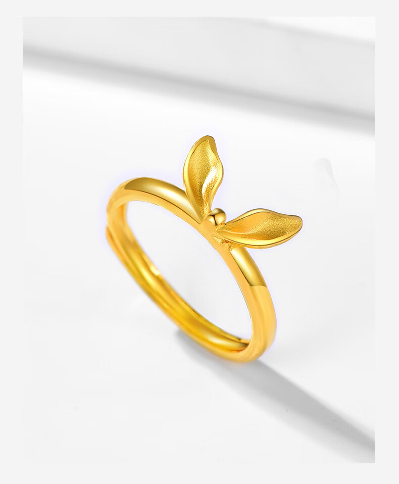 黄金戒指兔耳朵蝴蝶结足金999公主女小红书网红送女友298g兔耳朵戒指