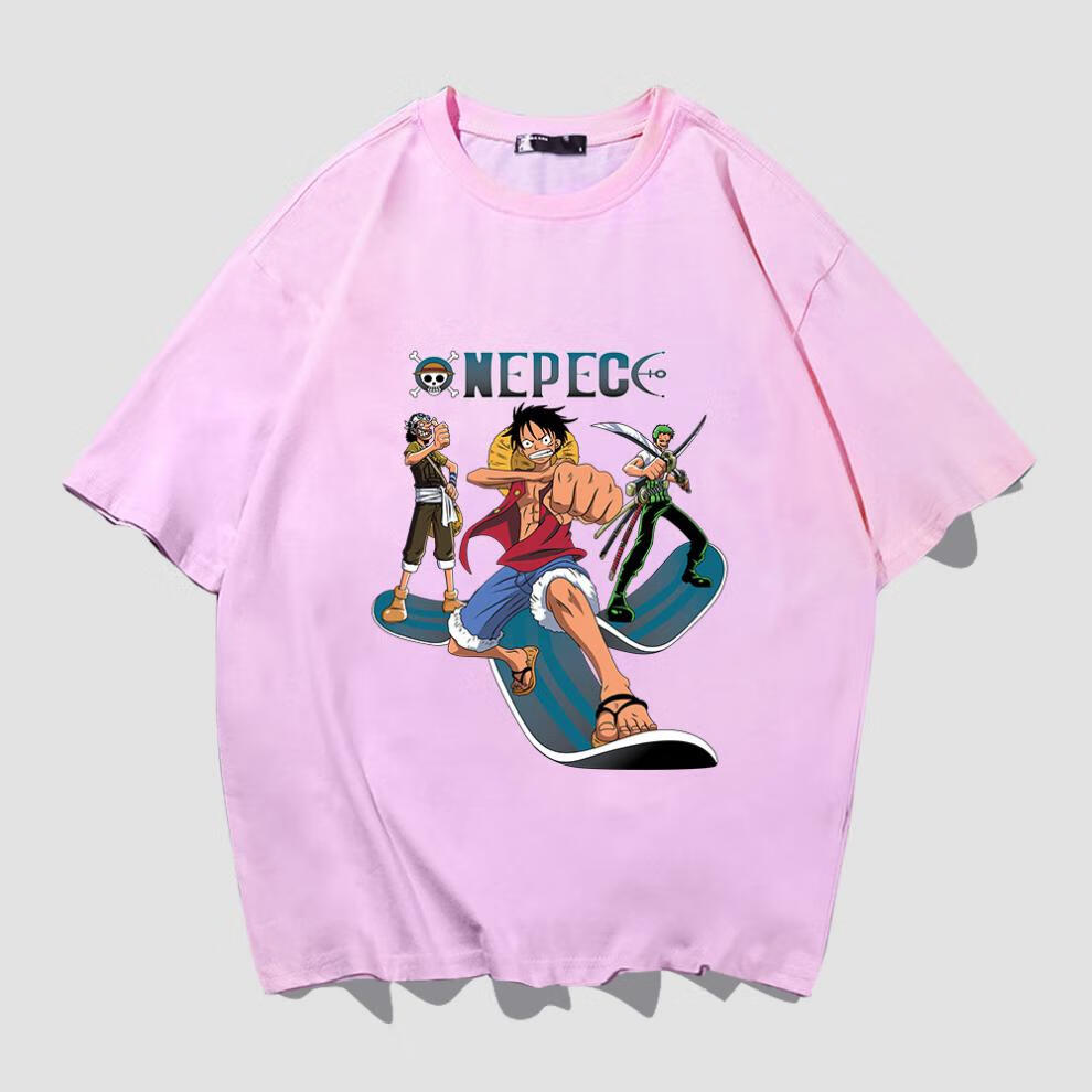 海贼王t恤 男女日系动漫路飞情侣装学生大码ins航海王 0232黑白路飞