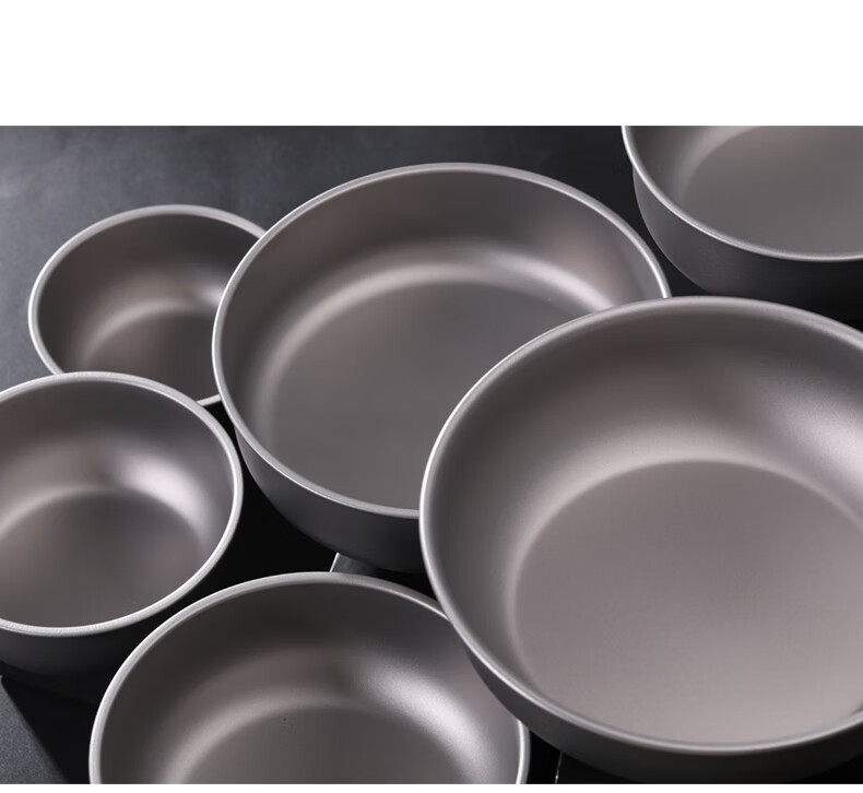 户外纯钛饭碗钛工匠户外纯钛金属餐具钛碗家用盘子多容量叠放轻量化