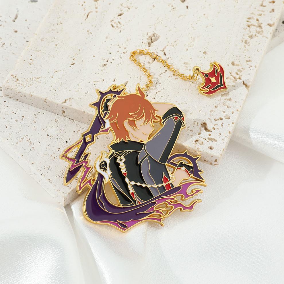 原神金属书签原神游戏周边钟离金属徽章书签原神神之眼魈二次元动漫