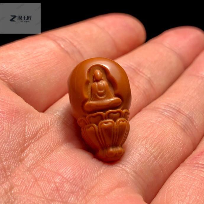 橄榄核单籽无相佛单籽橄榄核三通文玩配饰背云雕刻核雕手串佛头吊坠