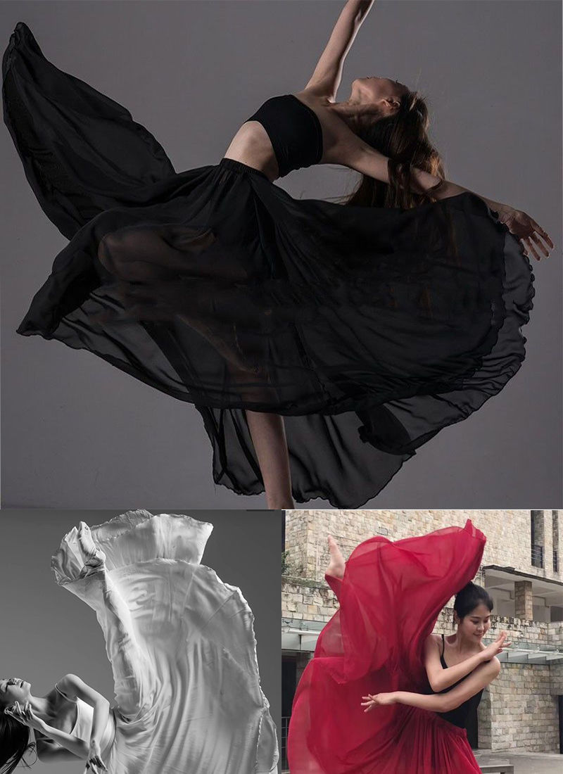 冬季精选芭蕾舞大摆渡半身练功裙现代舞疆舞写真艺考长裙黑色54090cm