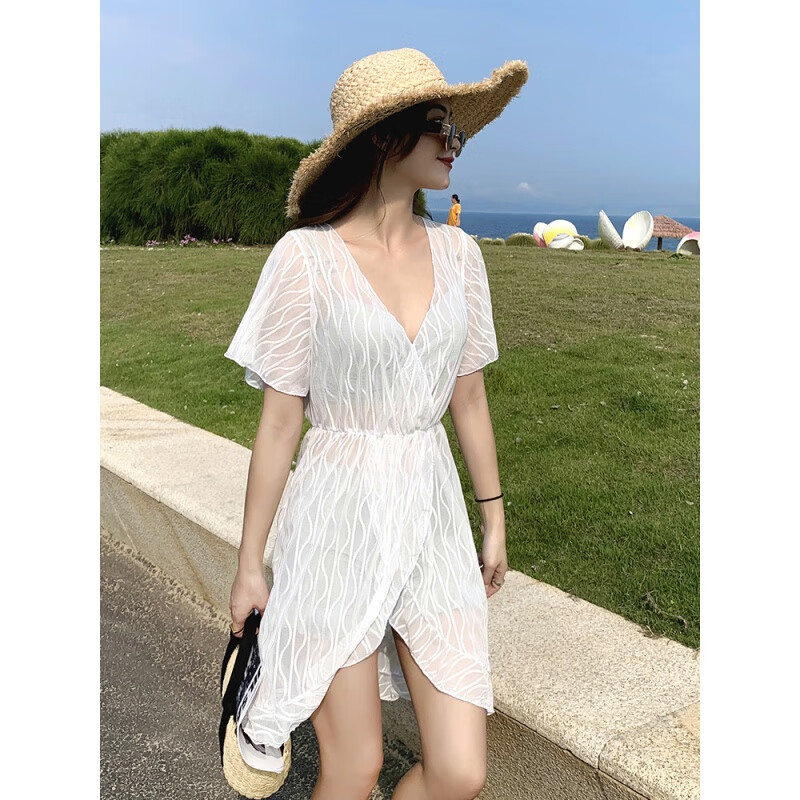 大码泳衣女遮肚显瘦性感聚拢大胸比基尼分体三件套胖mm200斤遮腿 白色