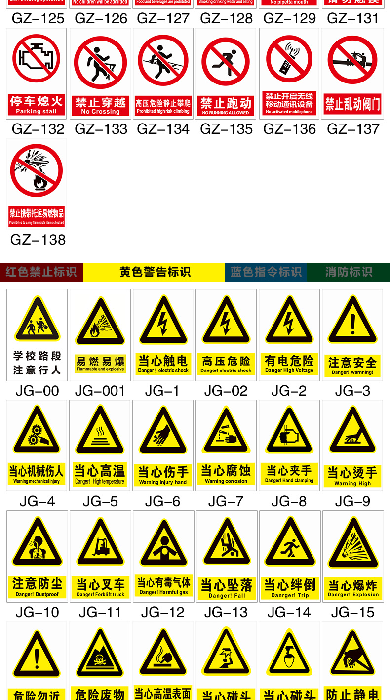 可狄車間工廠倉庫消防安全標識牌pvc全套工地施工警示牌生產警告標誌