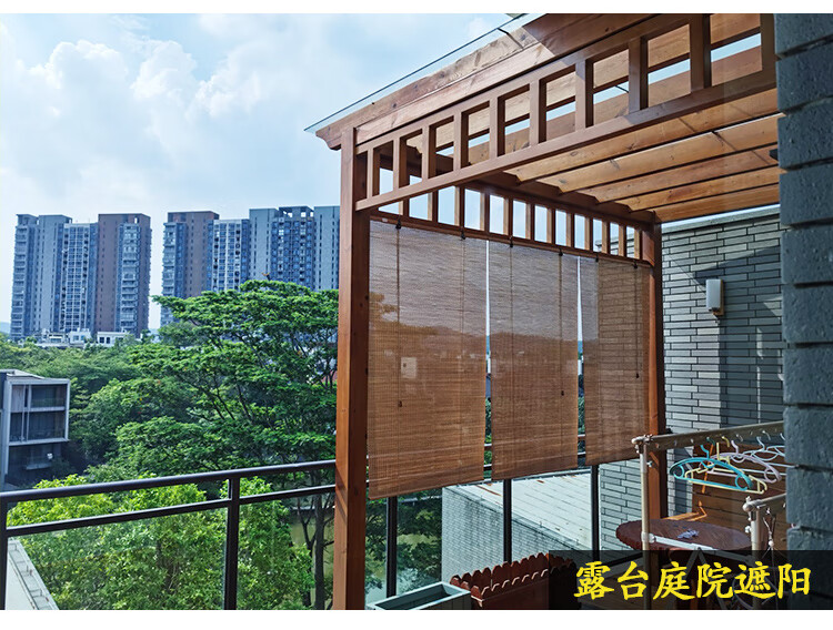 2022新款户外凉亭窗帘户外竹帘卷帘窗帘上清漆防雨水防晒遮阳遮光室外