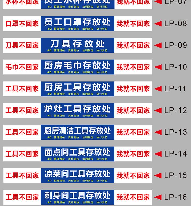 4d厨房管理标示4d厨房管理标识现场用品餐厅标签饭店标语贴标语牌工具