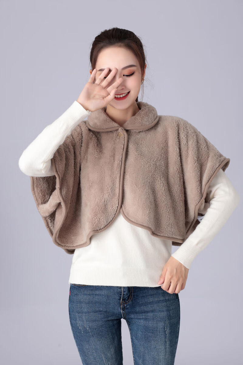秋冬加厚保暖睡觉防寒披肩女外搭护颈护背坎肩护肩套神器毛茸茸披肩