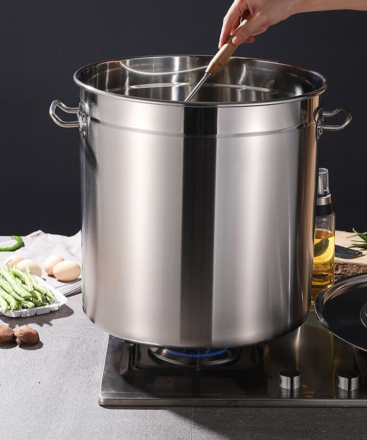 不锈钢汤桶桶加厚带盖大容量卤肉汤桶家用煮粽子锅汤锅 直径25cm高