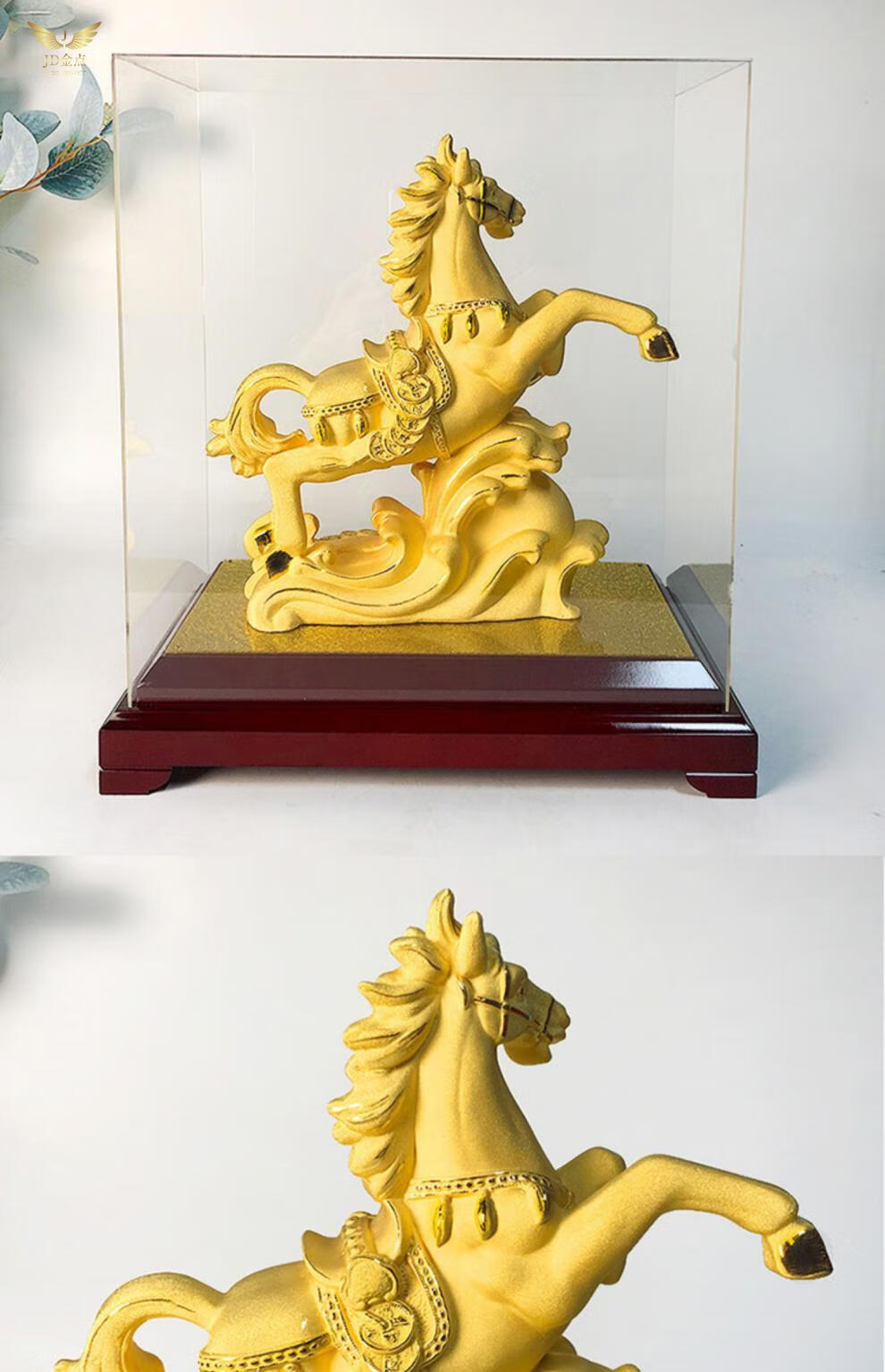 轻奢高端黄金镀金马到成功工艺品生肖马摆件客厅办公室桌装饰开业乔迁