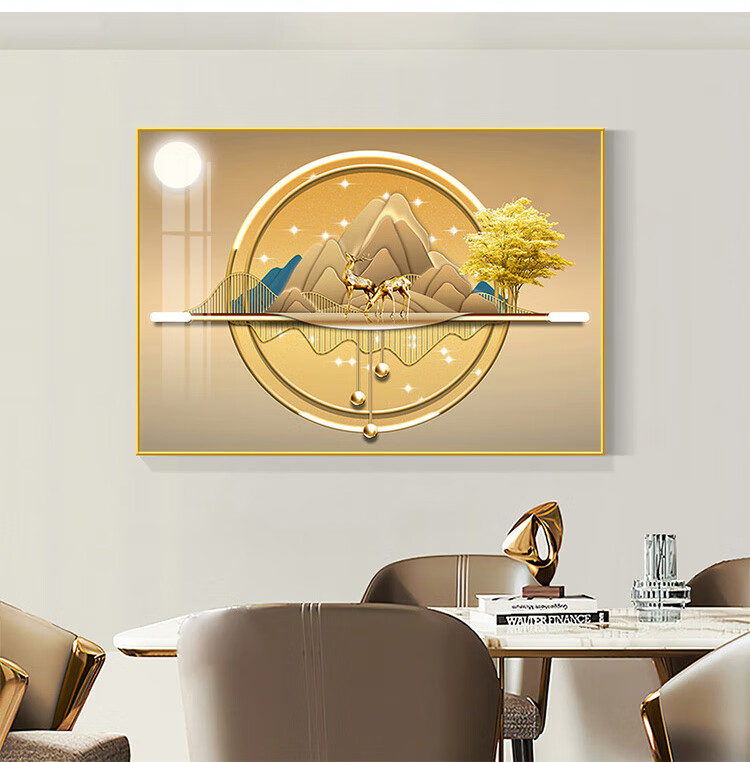 餐厅挂画现代简约高档餐厅装饰画餐桌晶瓷画歺厅挂画轻奢现代简约高端