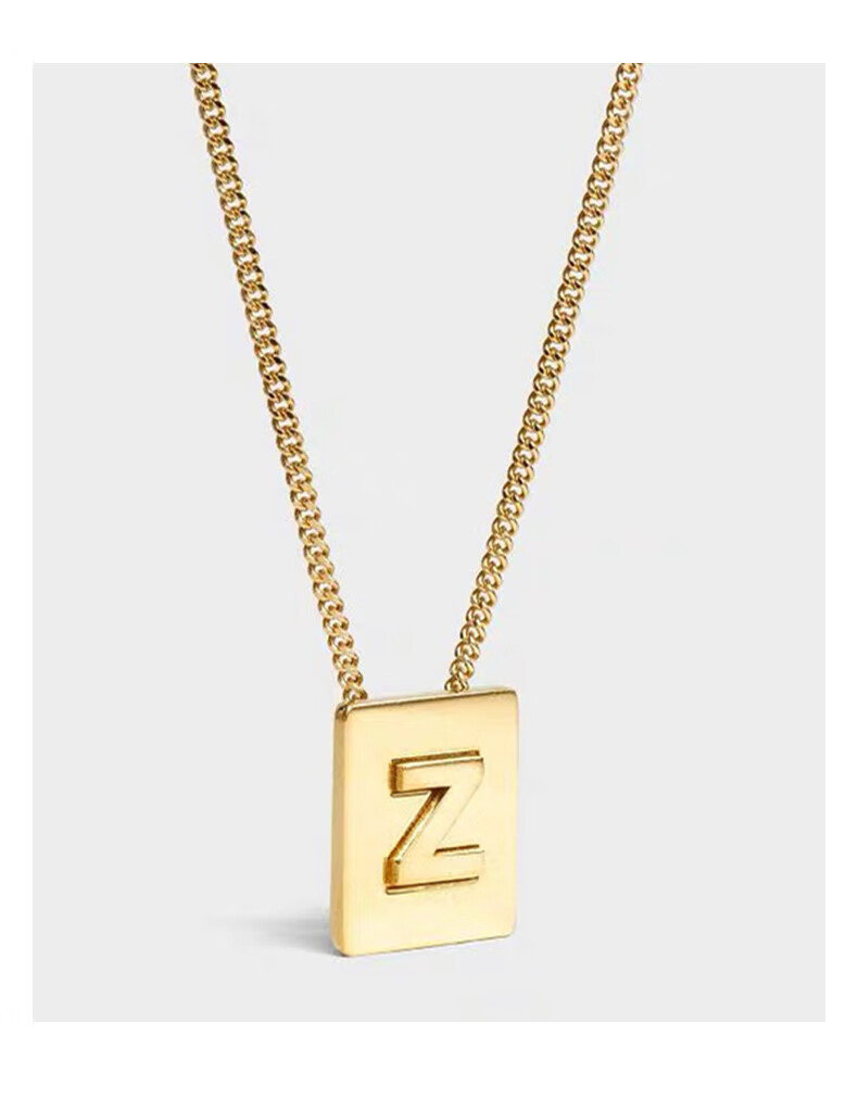 欧美英文方牌项链lisa同款方形字母吊坠ins网红锁骨链女 e【图片 价格