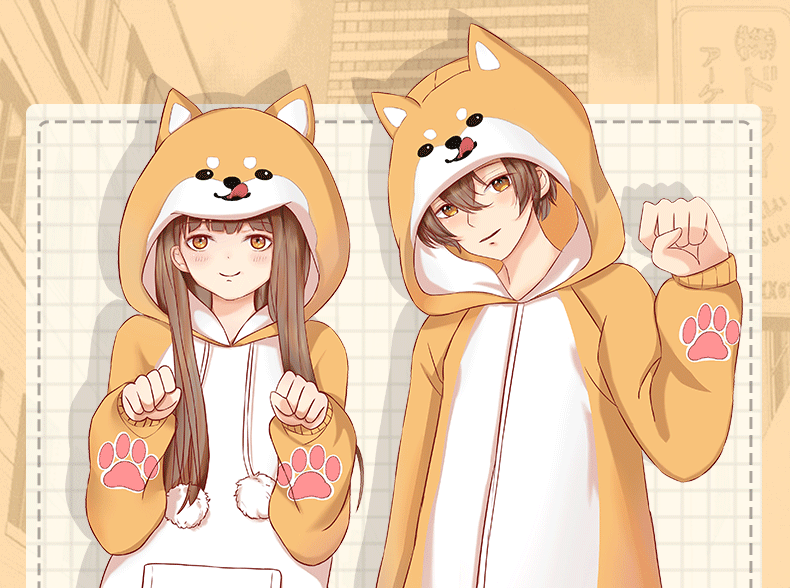 结盟者 柯基柴犬周边可爱情侣动物连体睡衣男卡动漫加绒加厚青少年