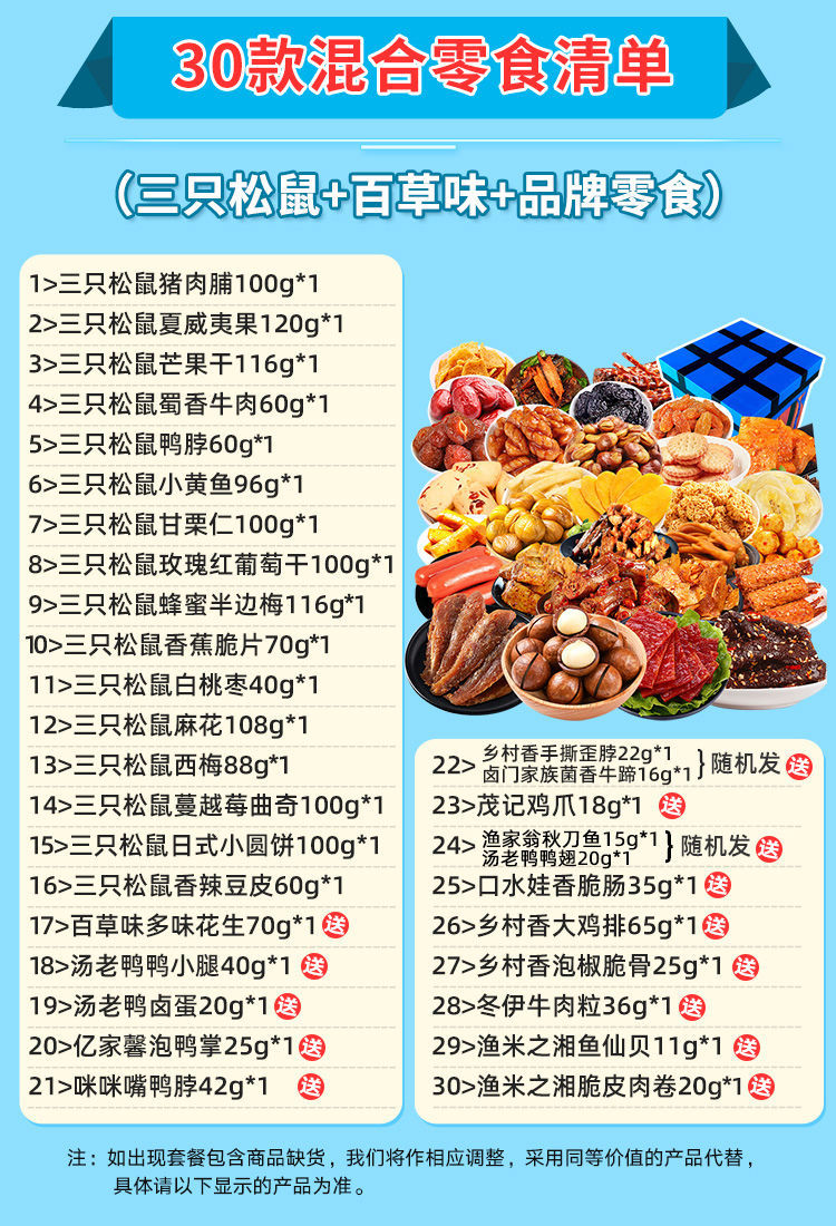 巨型零食送女友网红零食小吃休闲食品零食大全21款零食松鼠品牌零食