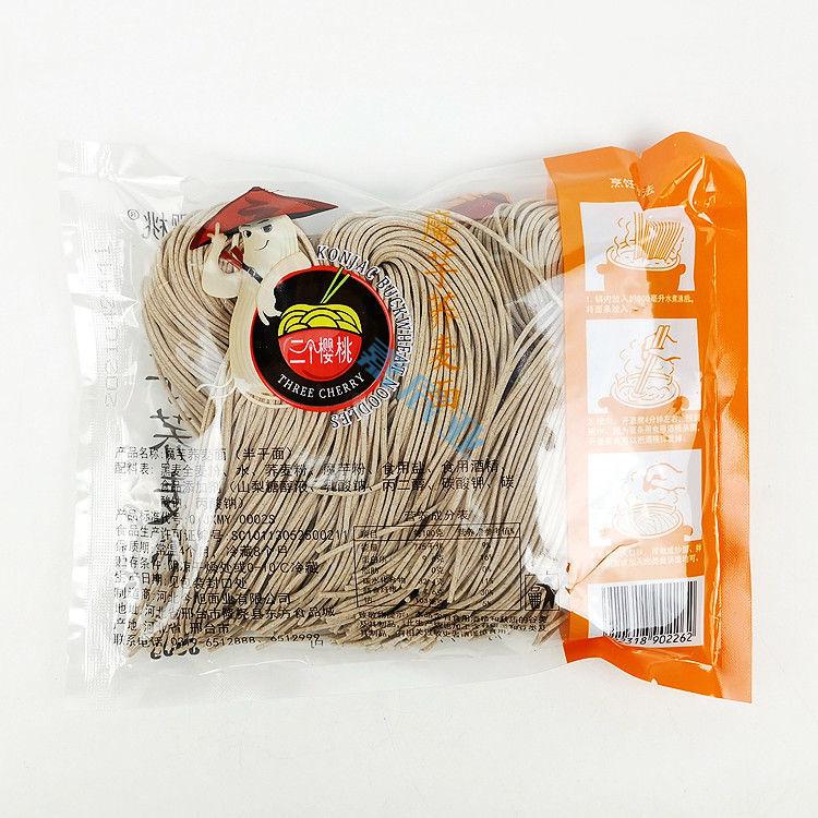 三个樱桃荞麦面400g6袋待煮凉拌半干湿面条美味健身肪荞麦面400g6袋