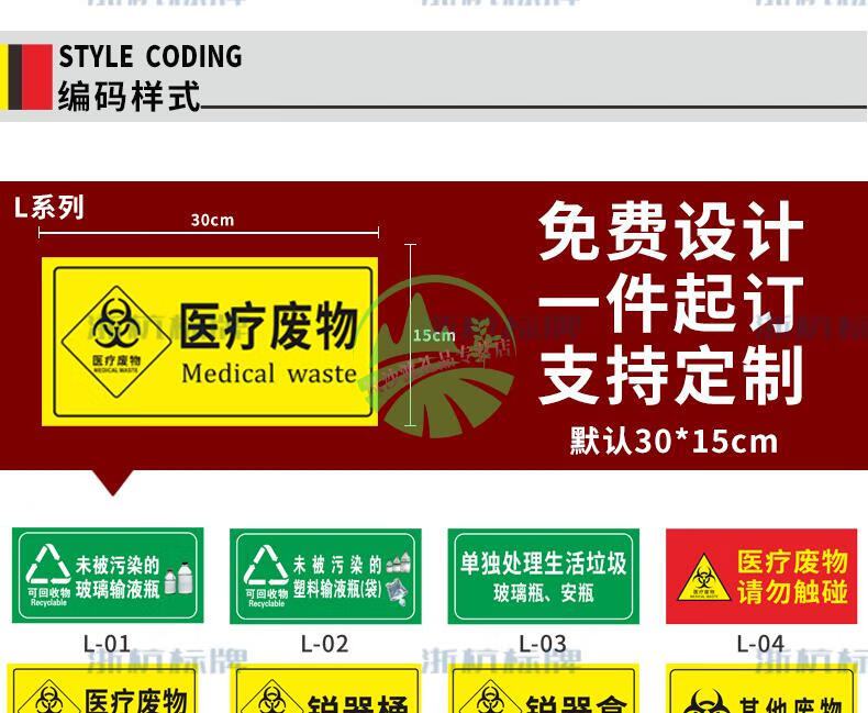 病区医院感染区半污染区用拖把抹布分区域分类提示标识贴纸定制感染区